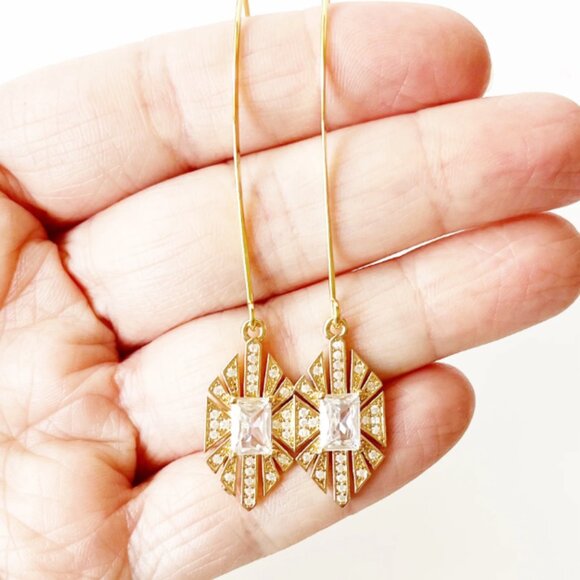 Art Deco Threader Earrings - Picture 3 of 3